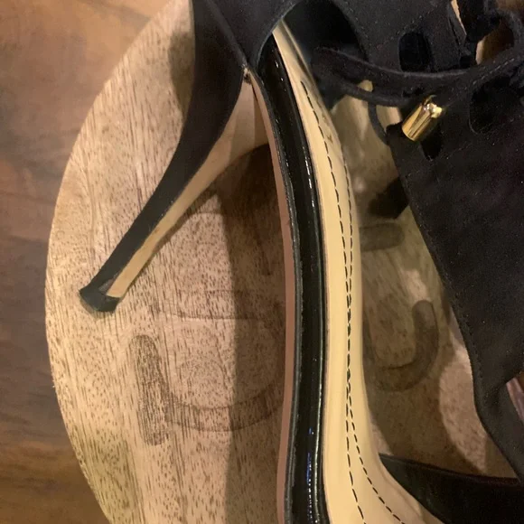 Kate Spade Black Suede  Open Toe Heels - Picture 5 of 12